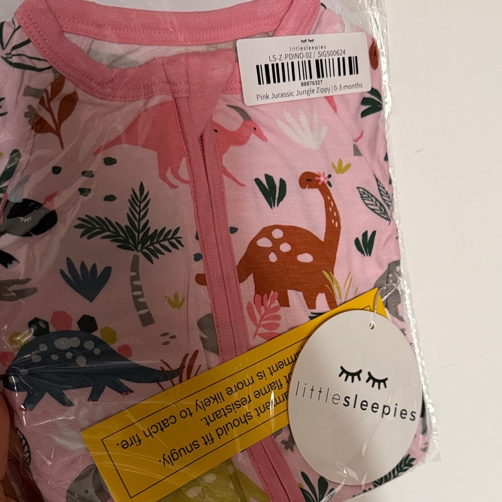 Little Sleepies Pink Jurassic Jungle Zippy